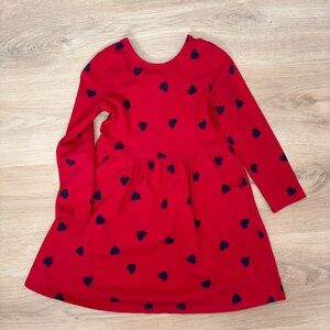 GAP Red Dress with Navy Heart Pattern